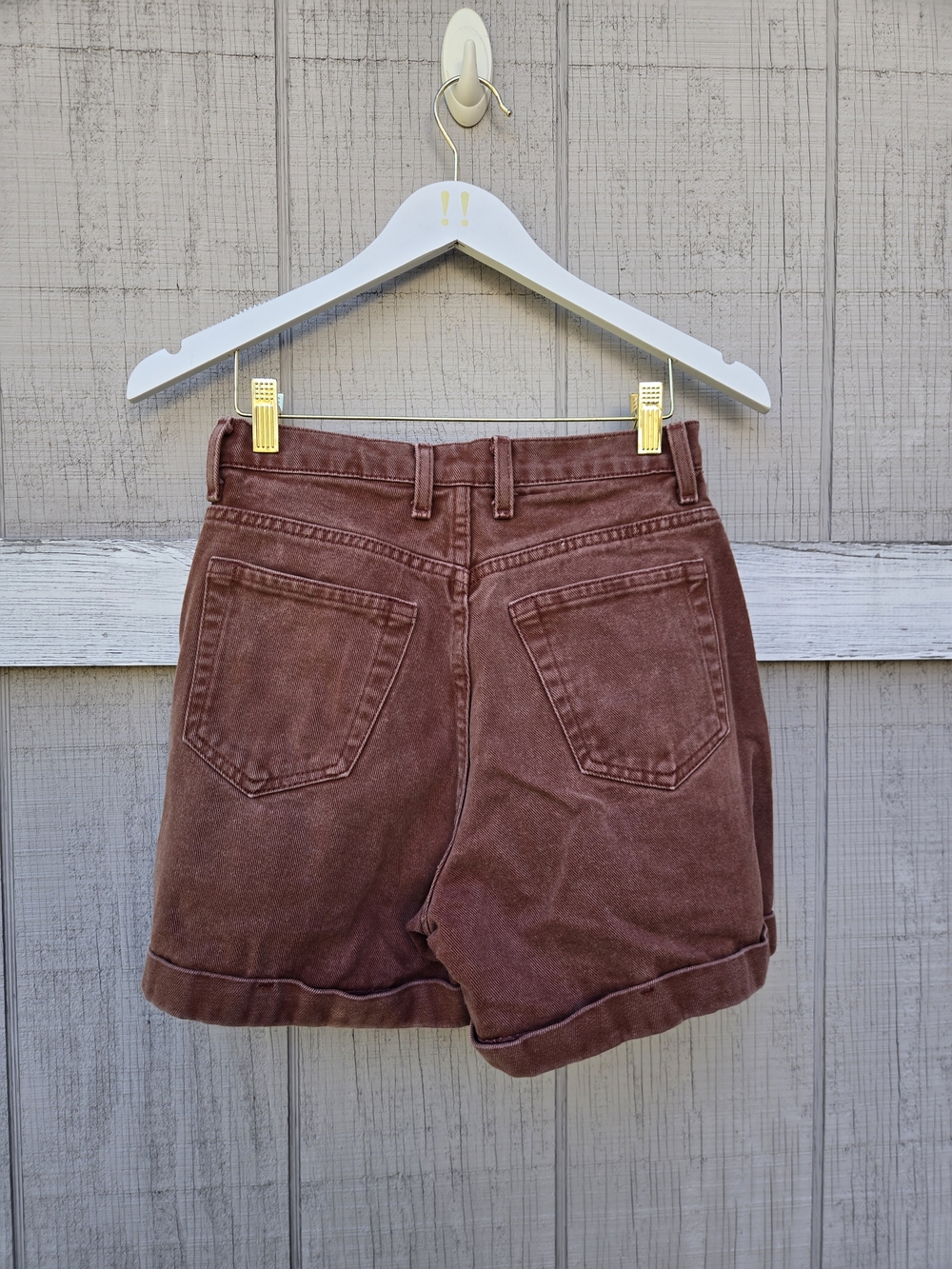 Arizona Jeans Co High Waisted Rust Terracotta Brown Denim Jean Mom Shorts - Picture 2 of 14